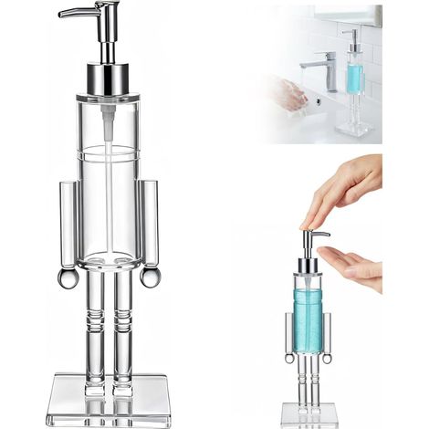 Nutcracker Soap Dispenser, Pack of 2 Acrylic Clear Nutcracker Soap Dispenser, Refillable Lotion Container for Kitchen, Bathroom, Counter Decoration (A) (1/5)