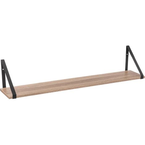 Etagère murale en MDF avec équerres en métal noir - Longueur 78 x Profondeur 16 x Hauteur 15 cm -PEGANE-