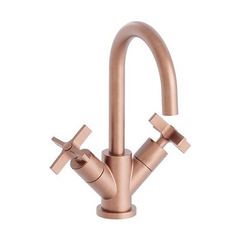 Lavabo Cross Road Melangeur Monotrou + Vidage Or Rose Brosse Robinetterie CROSS ROAD - CRISTINA ONDYNA CR22634P