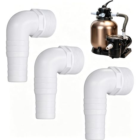 3 Pices Hose Connector 90 Degree Elbow Replacement Pool Hose Adapter for SPX1105Z3 SPX1105Z4 SPX1091Z7 (1/5)