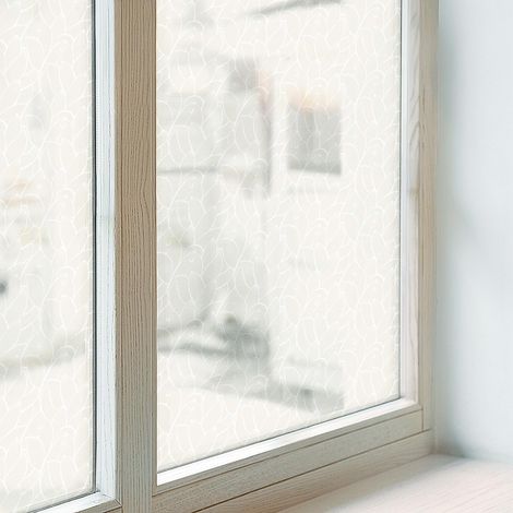 Sichtschutzfolie 100x146 cm Dekorativ Selbstklebend Blickdicht PVC Folie für Schlafzimmer Milchglas Sichtschutz Fenster Dekorfolie Pflanzenornament