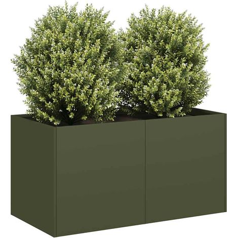 Pflanzkübel Olivgrün 80x40x40 cm Kaltgewalzter Stahl