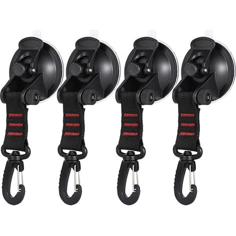 4pcs Suction Cup Anchor with Fixing Hook, Car Suction Cup Hook, Camping Tarp Accessory for Car Side Awnings, for Car Camping Luggage, Boat (Red) (1/5)