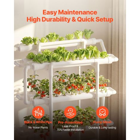 Kit de Culture Hydroponique NFT Système Hydroponique à 3 Niveaux avec 90 Emplacements pour Jardin Intérieur Culture de Légumes Herb… (1/5)