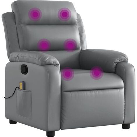 Fauteuil de massage inclinable en similicuir gris (1/5)