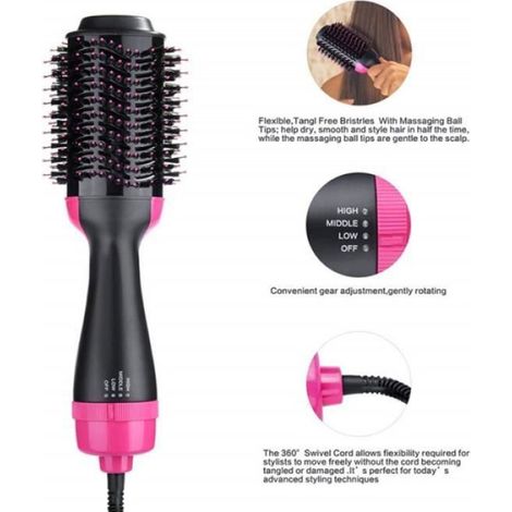 Brosse Lissante Chauffante Ionique, sèche-cheveux en une étape 3 en 1 avec fonction anti-brûlure (1/4)
