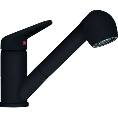 Franke - Grifo de fregadero FC 9547.901, con ducha extraíble, negro mate 115.0659.840 (1/2)