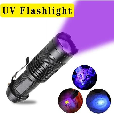 VURAHOME - Lampe de poche UV violette 365NM alliage d'aluminium détection de billets de banque détection de fluorescence lampe de poche UV lampe scorpion chat mousse lampe violette 90 25mm (1/5)