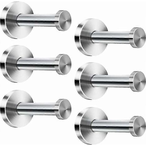 Crochets muraux en acier inoxydable chromé, base ronde, lot de 6. (1/4)