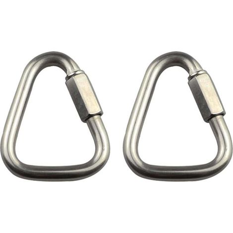 Lot de 10 mousquetons triangulaires à connexion rapide en acier inoxydable pour le camping, la randonnée, les voyages, la pêche et le trekking. (1/5)