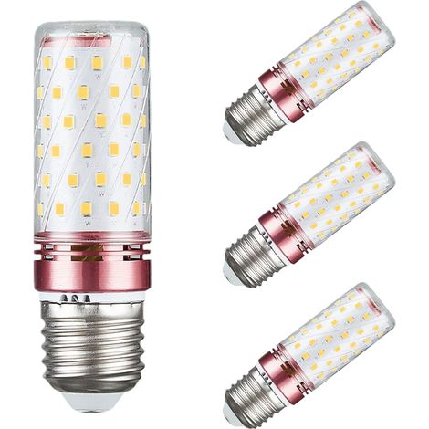 Ampoules LED E27, 16W, courant constant sans scintillement, angle de faisceau de 360°, non dimmable, plafonnier LED E27 à lumière chaude, paquet de 4. (1/5)