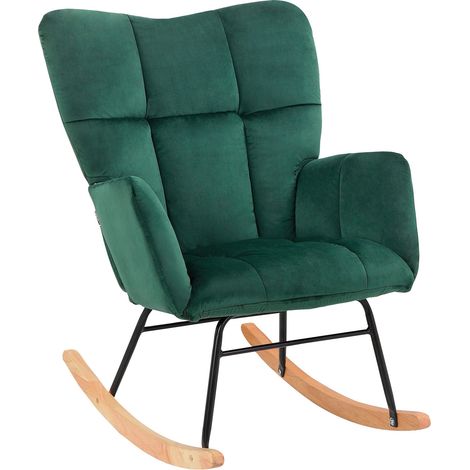 Elza-Rocking Chair Velours Vert