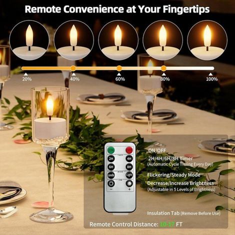 Bougies Chauffe-Plat Rechargeables Sans Flamme avec Station de Charge, 6 Bougies Chauffe-Plat à Piles avec Télécommande et Minuteur (1/5)