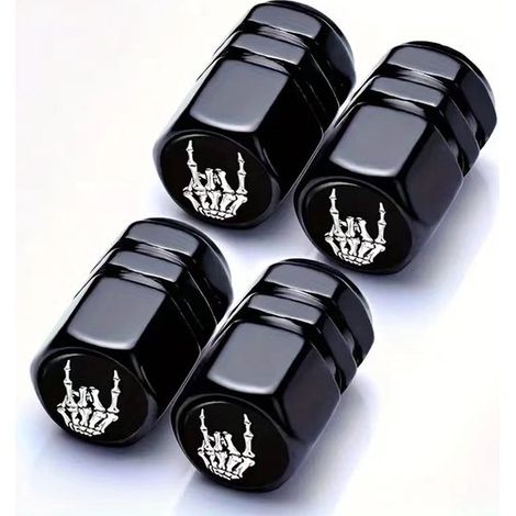 Bouchons de valve à motif de crâne, bouchons de valve universels en aluminium, bouchons anti-poussière en acier inoxydable, accessoires automobiles pour voitures, camions, SUV et (1/5)