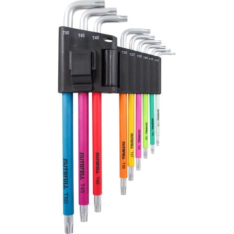 Faithfull FAIHKS9CS Multicoloured Star Key Set 9 Piece Hex Key Allen Key