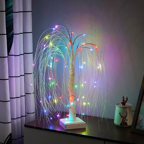 Guirlande Féerique LED 50cm, Arbre de Noël Lumineux Mini Saule Scintillant, Lampe de Tableau Décorative pour Maison/Fête, Fonctionne sur Pile ou USB (1/5)