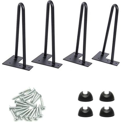 patas de mesa de metal tipo horquilla de 30 cm (12 pulgadas) para armar. Perfectas para mesas de centro, mesas de comedor y escritorios modernos. Incluyen tornillos y protectores de piso. (1/5)