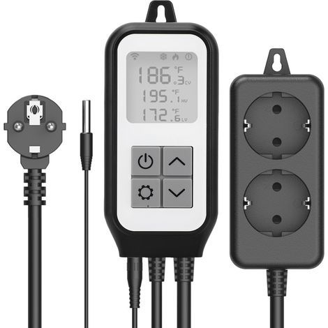 Controlador de temperatura digital compatible con la aplicación Tuya, salida de termostato Wi-Fi con sonda impermeable, para acuarios e invernaderos, enchufe europeo de 220-250 V (1/5)
