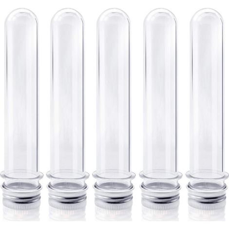 Transparente Kunststoffröhrchen mit Verschlusskappe, 15er-Packung (25 x 140 mm, 45 ml), ideal für wissenschaftliche Experimente, Veranstaltungen und als Dekoration für Zuhause.
