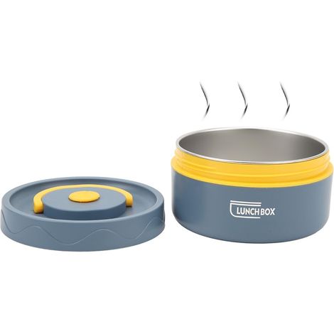 Warmhaltebox für Speisen, 420 ml runde doppelwandige Thermobox aus Edelstahl 304, Dunkelblau (1/5)