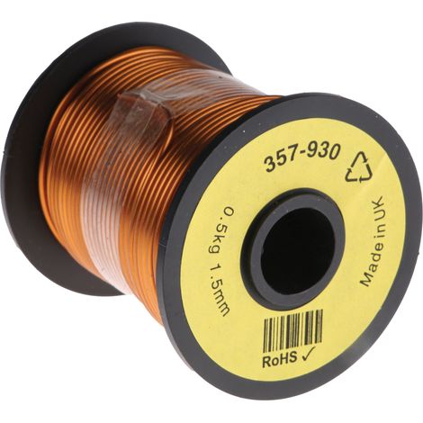Rs Pro – Fil de cuivre 1,5 mm² – Mono conducteur 15 AWG – Diamètre 1.59mm – Longueur 30m – Isolant PUR pour haute température +155°C