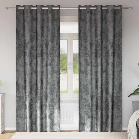 Samtvorhänge mit Vorhängen 2 pcs Grau 260 x 140 cm Samt