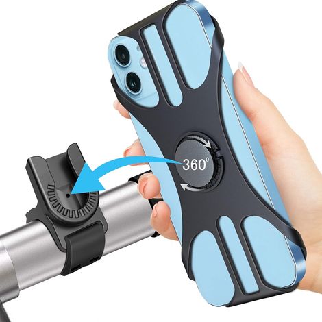 Fahrrad-Handyhalterung (x2), universelle abnehmbare Motorrad-Handyhalterung, 360° verstellbar, kompatibel mit 4-7-Zoll-Smartphones.