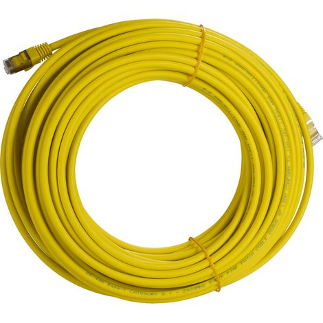 Câble cat 8 catégorie 8 S/FTP RS PRO, Jaune, 20m LSZH Avec connecteur Droit LSZH ( Prix pour 1 )