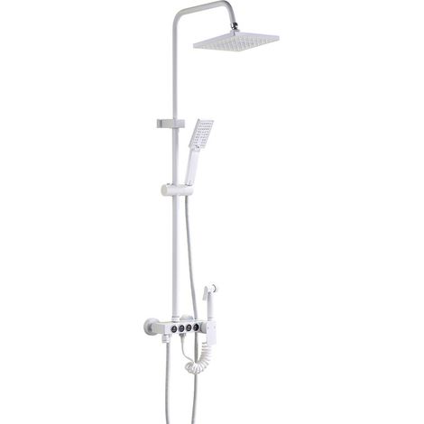 Douche à bouton blanc Ensemble de douche pour salle de bains Baignoire à effet de pluie en cuivre Baignoire ouverte pour salle de bains (1/4)