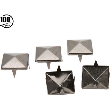 100 pièces Clous Pyramide Carré 4 Griffes Métal pour Bijoux Vêtements Chaussures Sac Noir 15mm (1/5)