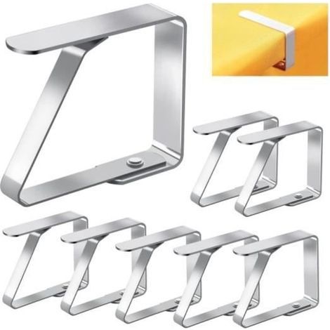8 Stück Tischdeckenclips für den Außenbereich, rutschfeste Tischdeckenclips aus Edelstahl, verstellbare Tischdeckenhalter 7 x 8 cm, Tischdeckenclips (1/4)