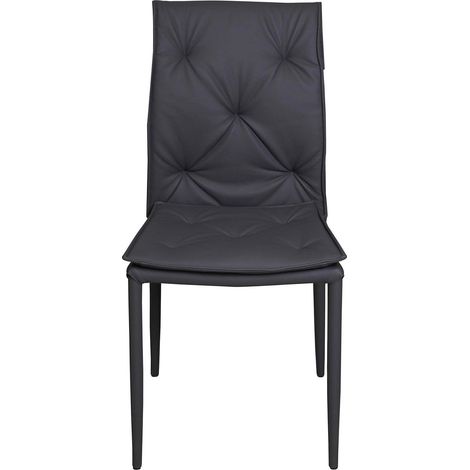 Dmora - Sedia 0, Set di 2 Sedie moderne in ecopelle con rivestimento imbottito, Ideale per sala da pranzo, cucina o salotto, Cm 44x 44h91, Grigio