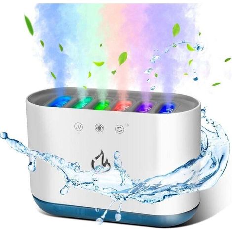 Humidificateur d'Air 900ML, Pick-up Dynamique Humidifier Chambre avec 6 Buses et 7 Couleurs LED, 25dB Ultra Silencieux, Humidificateur pour Maison, Bureau, 18x12x8 cm