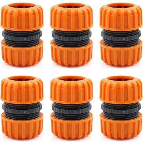 Kit de réparation de tuyau d'arrosage - 6 pièces pour raccorder 19 mm (3/4"), pour un raccordement facile et rapide ou un tuyau de réparation sans outils, jaune (1/4)
