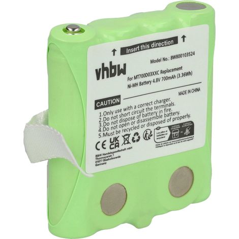 vhbw 1x Akku kompatibel mit Oricom PMR1000 Funkgerät, Walkie Talkie (700 mAh, 4,8 V, NiMH)