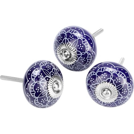 Lot de 3 poignées de porte en céramique porcelaine pour tiroirs, placards et armoires (7) (1/5)