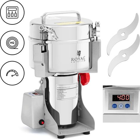 Macina spezie elettrico professionale capacità 2000 g 21 x 9,5 cm 3400 watt digitale acciaio inox 140009426