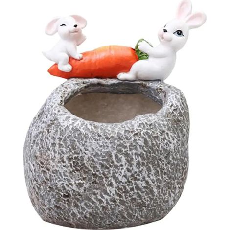 Pot de fleurs mignon en résine en forme d'animal, parfait pour 3 plantes (1/5)
