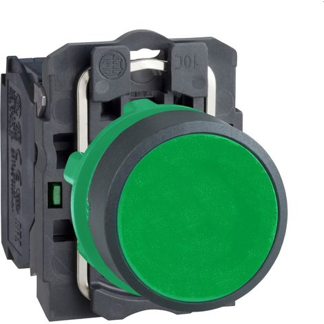 Schneider Electric – XB5AA31 – Bouton poussoir affleurant complet composable – Ø22mm – Vert – 1NO – Étanche IP69 pour usage industriel