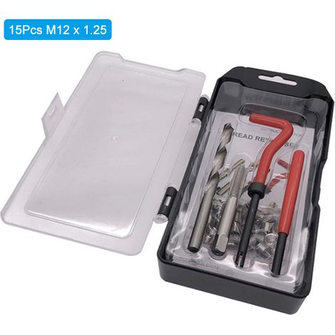 Kit de reparación de roscas M12 x 1.25 (15 piezas) compatible con Helicoil para roscas de 12 mm dañadas. (1/5)