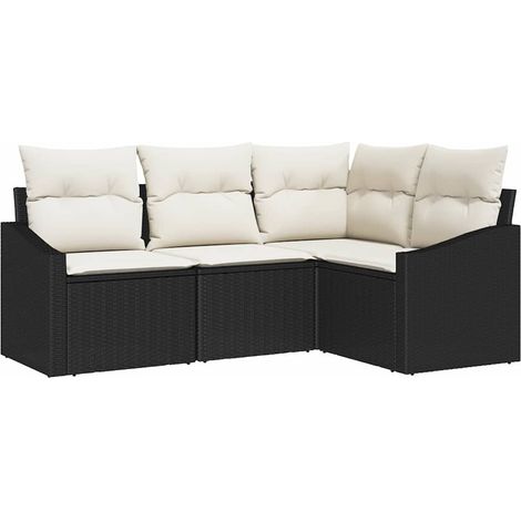 Maison Exclusive - Set Divano da Giardino 4 pcs Nero e Bianco polyrattan