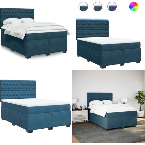 vidaXL Boxspringbett mit Matratze Blau 160x200 cm Samt (1/5)
