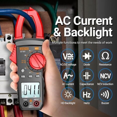 ANENG Multimètre ST181,4000 Points TRMS Pince Multimètre à Plage Automatique Avec Tension AC/DC,Courant AC,Résistance,Capacité,Continuité,Détection De Tension Sans Contact,Diodes,Outils électriques (1/3)