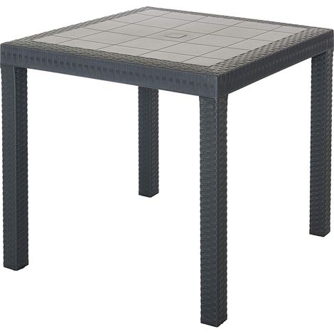 Tavolo Dallas in resina antiurto effetto polirattan antracite 80x80x74 cm da giardino esterno