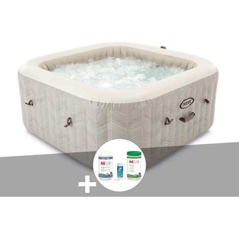 Kit spa gonflable Intex PureSpa Chevron carré Bulles 6 places + Kit de traitement brome