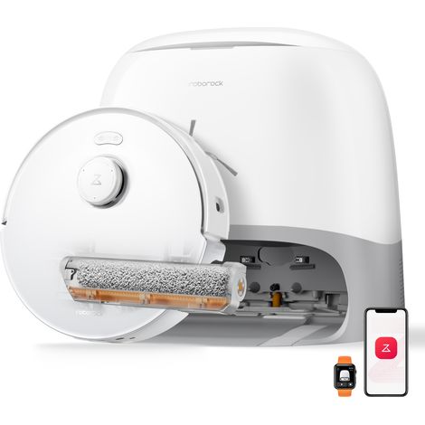 Roborock Qrevo Curv 2 Flow Robot Aspirador y Fregasuelos, Succión HyperForce de 20.000 Pa, Mopa Rodillo Edge-Adaptive con Autolimpieza SpiraFlow en Tiempo Real, Doble Sistema Antienredos, Base Multifu