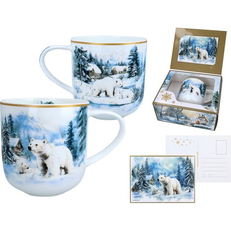 Carmani, taza navideña de porcelana de aprox. 470 ml - Invierno por todas partes/Oso blanco (1/5)