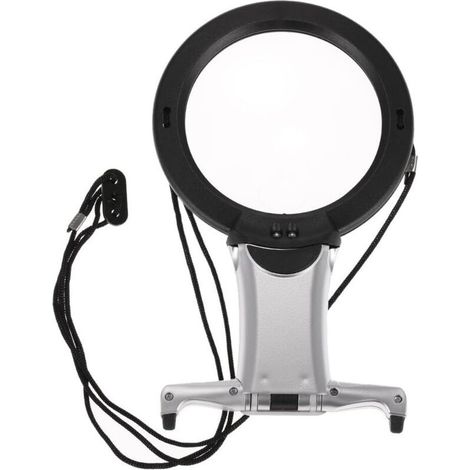 Loupe à 2 lentilles X2 et X6 Grossissement Illuminant LED Sangle de cou mains libres pour broderie Lecture Livre Couture Artisanat Bijoux Artisanat (1/5)