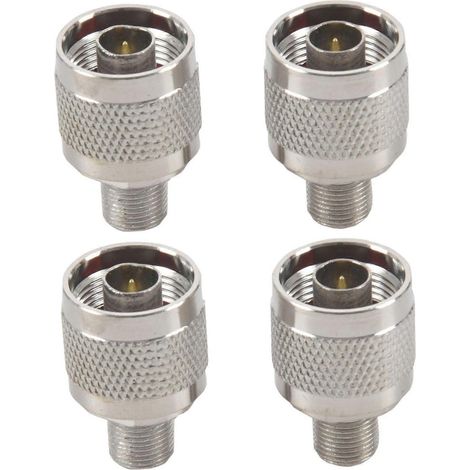 4er-Packung N-Stecker auf F-Buchse HF-Koaxialadapter für drahtlose Antennen, silber (1/5)