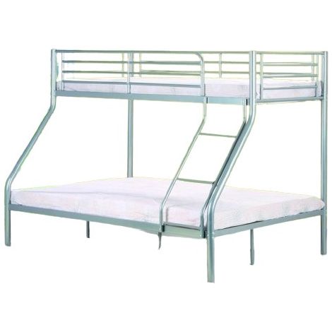 Doppelstockbett NICOLAS – 3 Schlafplätze in grauem Metall – 90x200 + 140x200 cm
